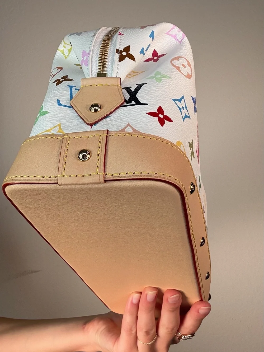 Louis Vuitton x Takashi Murakami Multicolor Monogram White Cosmetic Pouch